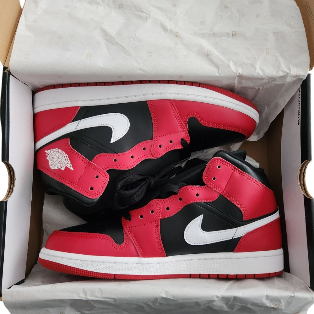 Nike Air Jordan 1 Mid Gym Red Black White Men's Size 10